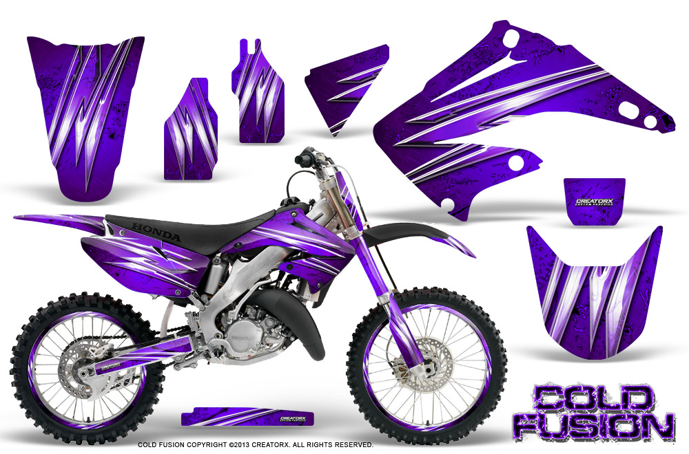 Honda CR125 CR250 02-10 Graphics Kit Cold Fusion Purple NP Rims